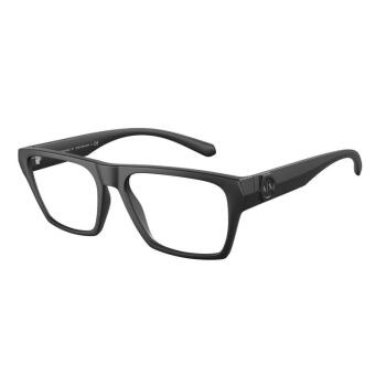 阿玛尼（ARMANI）新款男士黑色全框眼镜架 方形大框眼镜框AX3097F ASIAN FIT装饰品 8078 Matte Black 55-17-145
