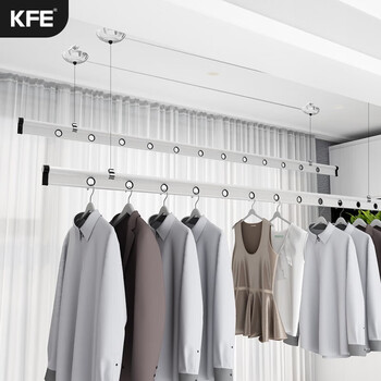 KFE阳台室内升降晾衣架晾衣杆手摇加强筋杆二杆晾衣架 WOL 科技银2.7米2杆不带衣架