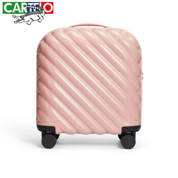 卡帝乐鳄鱼（CARTELO）小型行李箱女20超轻便迷你18英寸可登飞机密码箱短途旅行拉杆箱子 樱花粉 18寸登机箱