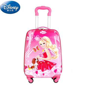 迪士尼儿童拉杆箱18吋行李箱旅行箱万向轮卡通可爱书包幼儿园礼品箱 金发芭比 1英寸 18寸