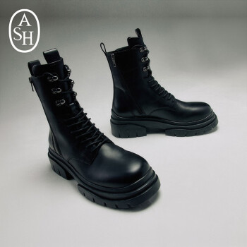 ASH女鞋STRIKE切爾西靴厚底馬丁靴瘦瘦靴齒輪鞋 黑色 37