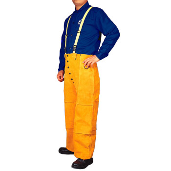 威特仕 耐磨抗火隔热金黄色皮吊带裤 烧焊 焊接防护工作裤 44-2600 XL码 定做