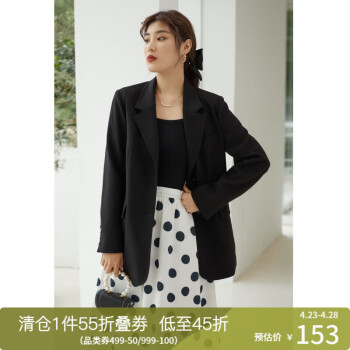 独束女装西装外套女韩版英伦风秋季新款设计感小众西服 黑色 XXL