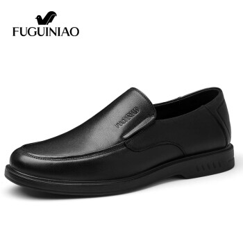 富贵鸟（FUGUINIAO）商务皮鞋男士休闲百搭德比鞋套脚乐福鞋简约舒适爸爸鞋 黑色 40 