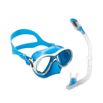 CRESSI意大利 CRESSI儿童浮潜三宝游泳面镜潜水镜全干式呼吸管装备套装 蓝色