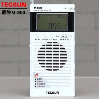 德生（Tecsun） M-303 蓝牙收音机迷你调频收音机蓝牙接收机插卡音乐播放器可充电便携式录音机 白色
