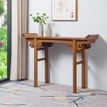 贡艺名居红木家具非洲鸡翅木（学名：非洲崖豆木）条案 香案仿古中式中堂案几实木翘头案玄关供桌 长88*宽40*高88