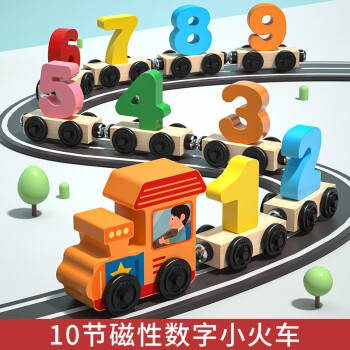 丹妮奇特（Dan Ni Qi Te）磁性数字小火车儿童磁力拼装积木游戏玩具1岁2宝宝3男孩6生日礼物 彩色款（10节磁性数字小火车）