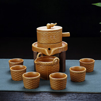 鼎公（dinggong）鼎器 创意自动功夫茶具套装陶瓷自动出水 整套茶壶茶杯 懒人茶道 自动茶具-五谷丰登-普通包装 10件