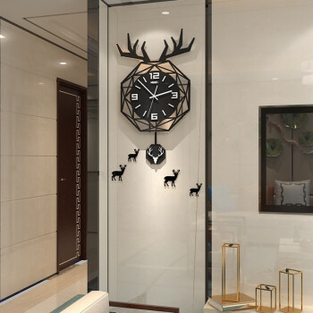 美世达（MEISD） 挂钟客厅创意个性时尚时钟欧式石英钟表挂墙卧室装饰墙 大号40*60cm配小鹿墙贴