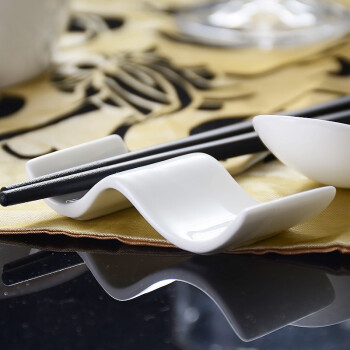 红牡丹酒店餐具摆台纯白骨瓷筷子架创意两用波浪形枕型多用中式陶瓷筷架 波浪筷子架 1个