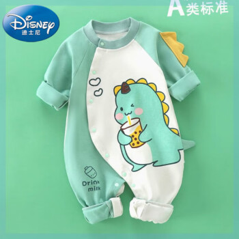 迪士尼（Disney）新品新生婴儿衣服春秋宝宝连体衣法兰绒保暖可爱超萌外出服 憨豆龙 59码 0-2个月
