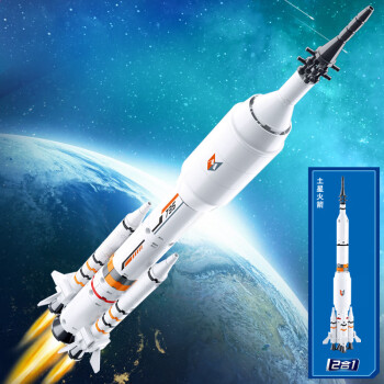 快乐小鲁班积木中国火箭航天飞机拼装儿童益智玩具男孩礼物 B0735-长征火箭