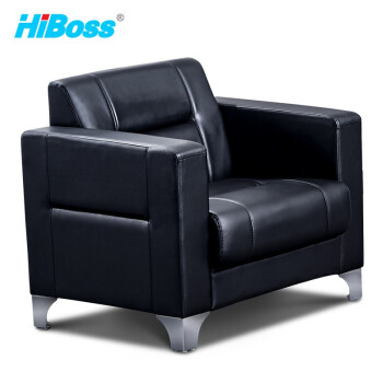 HiBoss办公沙发JHSF34黑色皮沙发单人位
