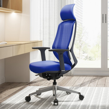 okamura電腦椅子 家用辦公椅 岡村 人工力學座椅 椅子學習久坐舒服教師椅 藍色【高密度泡棉】+頭枕