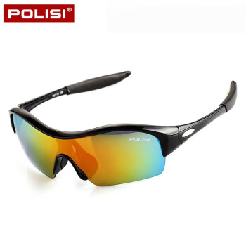 POLISI儿童运动眼镜偏光太阳镜男女童骑行眼镜滑雪轮滑防风防紫外线风镜 黑色