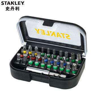 史丹利（STANLEY）電動批頭鑽頭套裝手電鑽附件麻花鑽頭金屬木工石工打孔鑽頭套裝 31件套彩虹批頭套裝 STA60490