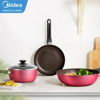 美的（Midea） 美的 锅具套装厨具烹饪组合家用电磁炉燃气不粘锅炒锅奶锅煎锅 SL0303（R）