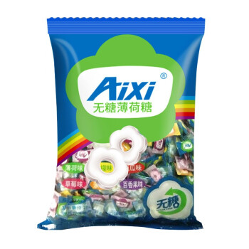 Aixi无糖薄荷糖 招待糖果圈圈糖商用750g/袋（六种口味混合）