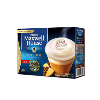 麦斯威尔咖啡速溶经典拿铁卡布奇诺巧克力摩卡醇香白咖啡粉12条装速溶咖啡 醇香白咖啡25g*12条