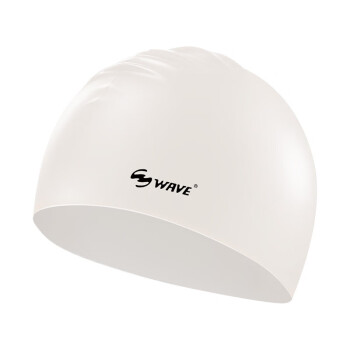 WAVE硅胶泳帽男女游泳帽防水护耳舒适加大加厚长发炫彩硅胶泳帽 白色