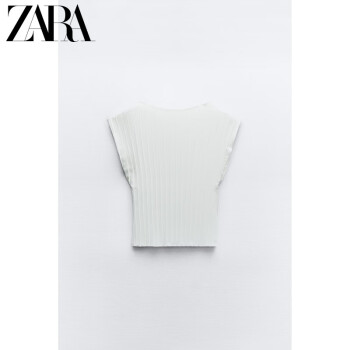 ZARA24夏季新品 女装 百褶上衣 0264042 250 白色 S (165/84A)