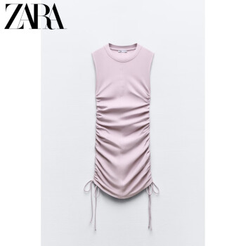 ZARA24夏季新品 女装 褶皱装饰绒布连衣裙 1131338 629 淡紫色 S (165/84A)