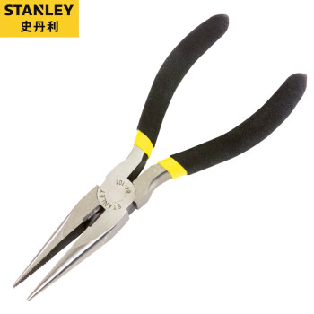 史丹利（STANLEY）尖嘴钳迷你有牙小尖咀钳长嘴电工钳子5英寸黑色双塑柄 84-100-23