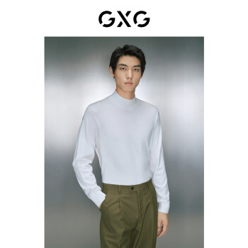 GXG男装 含羊毛贴肤半高领毛衣针织衫 23年冬 本白色 180/XL