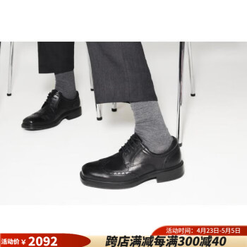 爱步（ECCO）男款牛津鞋尖头皮鞋商务休闲鞋正装搭配柔软舒适500194 BLACK 39