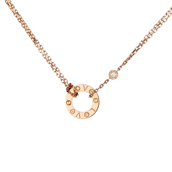 卡地亚（Cartier ）LOVE系列项链 18K玫瑰金色单环镶嵌钻石项链 B7224509