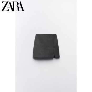 ZARA24春季新品 女装 开叉设计高腰包臀短裙裤 1165250 922 灰色 XS (160/62A)