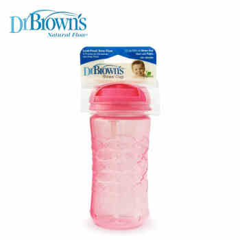 布朗博士布朗博士饮水杯 软吸嘴 学饮杯 儿童水壶 宝宝喝水训练杯 吸管杯360ml红色