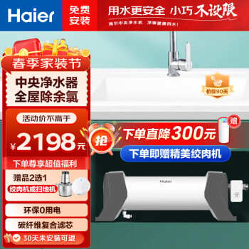 海尔（Haier） 中央净水器HWP25管道中央净水全自来水别墅商用大流量直饮不锈钢过滤器 HWP25-G（ZA）