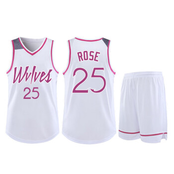 正豹森林狼城市版加内特球衣篮球服套装男女童篮球衣背心定制印号 白色-罗S 2XS(130-135)
