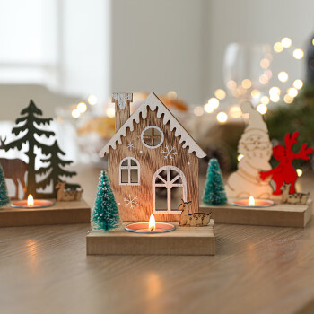 橡树庄园圣诞屋圣诞树圣诞节麋鹿装饰蜡烛家庭氛围感布置桌面氛围感摆件 12CM圣诞老人烛台90G(不含蜡烛）