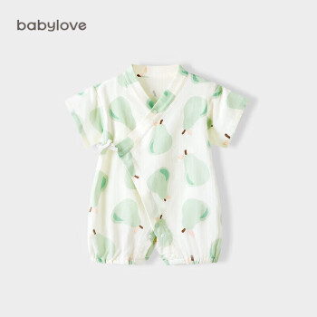 babylove婴儿衣服连体衣夏季薄款棉纱布短袖哈衣新生儿和尚服宝宝透气夏装