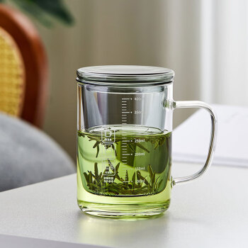 绿昌明茶杯带过滤茶水分离泡茶杯加厚耐高温带刻度办公家用杯子430ml