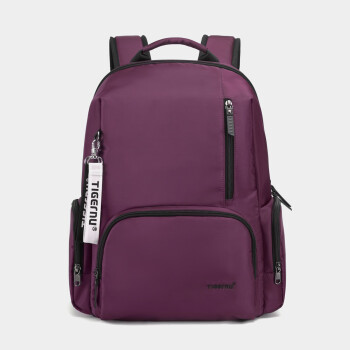 泰格奴韩版百搭笔记本电脑双肩包牛津布女休闲旅行女士背包大容量旅行包 紫色 13-14英寸