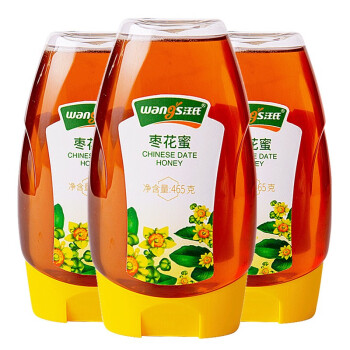 汪氏 纯蜂蜜 枣花蜂蜜465g/瓶 3瓶