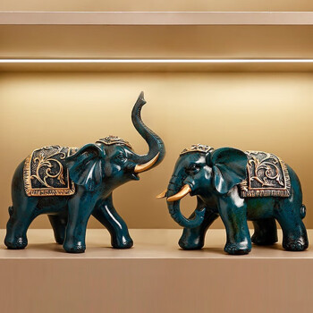 贝汉美（BHM）现代简约轻奢总经理领导办公室摆件工艺品高端创意客厅书房装饰品 大象一对