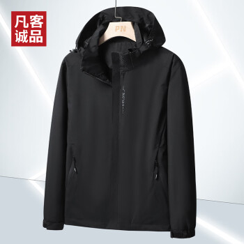 凡客诚品（VANCL）夹克男春秋时尚百搭运动户外冲锋衣男士外套登山服 黑色 L