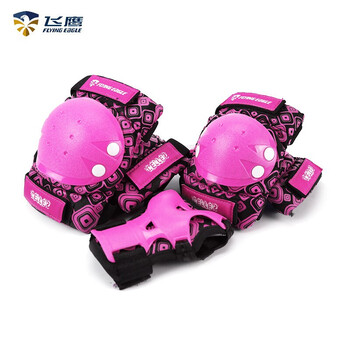 飞鹰轮滑护具儿童溜冰滑板平衡车单车护膝护肘护掌6件套Celler 粉红色 S