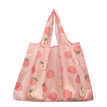 纳纳（nana） 购物袋环保袋 便携可折叠购物包外出超市单肩手提袋买菜包拎书袋 粉水蜜桃 大号