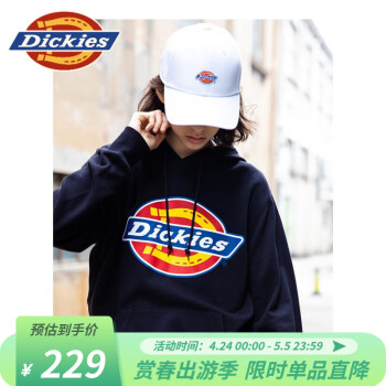 dickies【经典款】卫衣男女同款大logo印花连帽卫衣 卫衣女 连帽DK007060 黑色 S