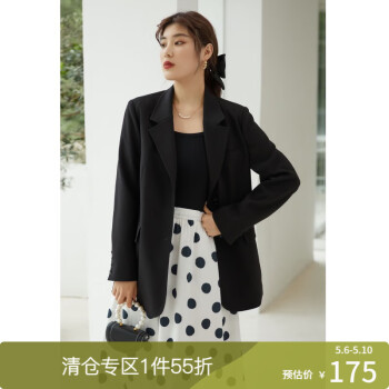独束女装西装外套女韩版英伦风秋季新款设计感小众西服 黑色 L
