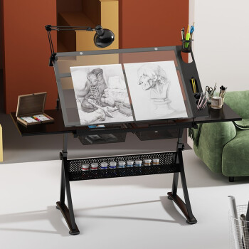 NOTEBOOK 玻璃升降书画绘画画图画案美术制图绘图桌设计师书桌工作台桌子  经典款（ 玻璃）（左副板不含灯不含凳