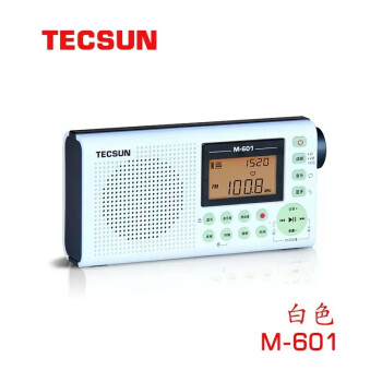 德生(Tecsun)M-601调频收音机录音机蓝牙音箱音乐播放器可插卡可充电液晶屏幕显示 白色标配