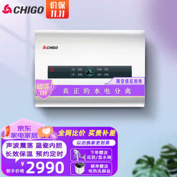 志高（CHIGO）磁能储水式电热水器家用变频恒温水电分离洗澡机配带遥控器热水器GZ-CF50-A 60L 珍珠白