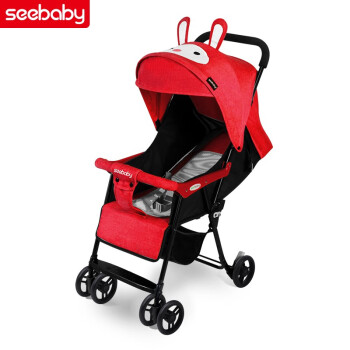 圣得贝可坐可躺6-36个月一键收车迷你简易婴儿宝宝轻便伞车推车 红色